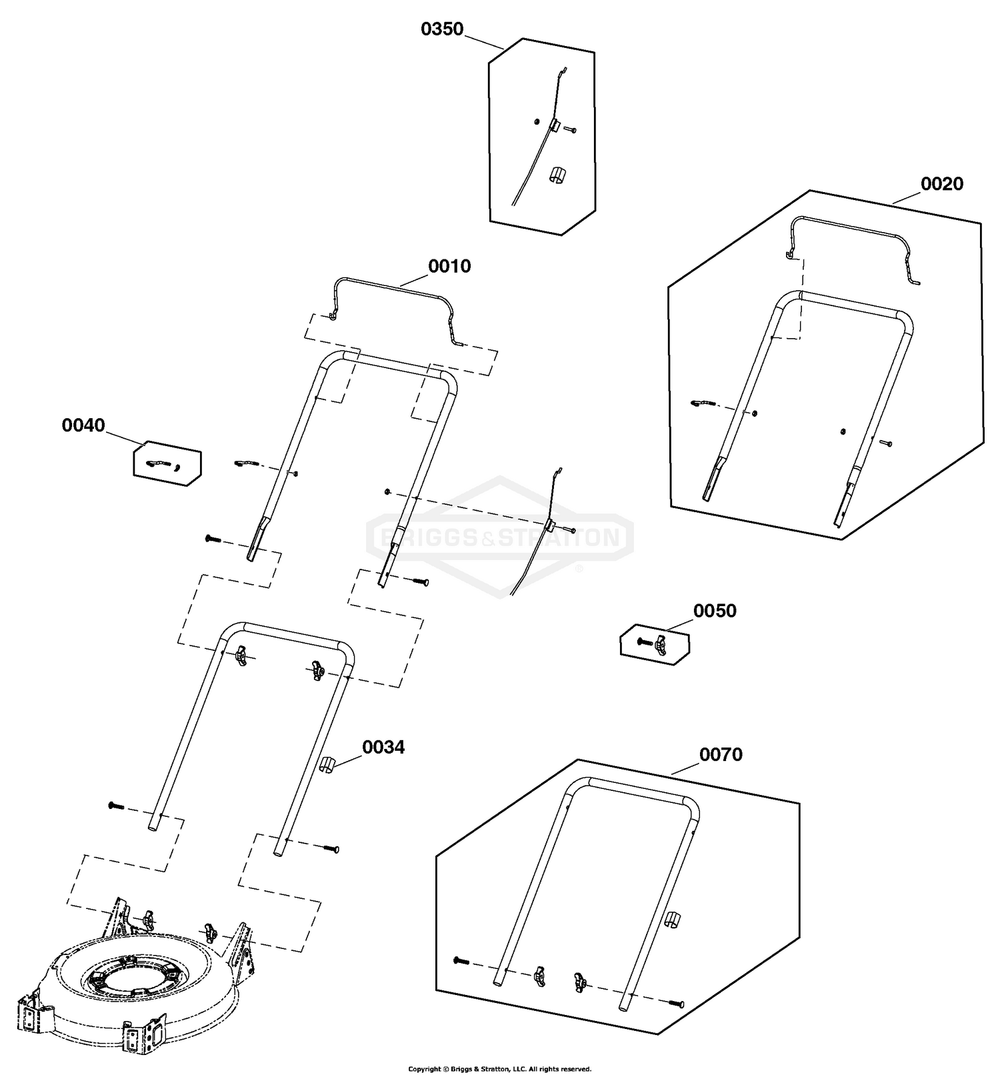 Handles And Controls Group Diagram and Parts List for 2691759-02 2IN1 Briggs and Stratton Lawn Mower